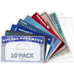 10 Pack Social Security Card Protector Medicare New Credit Card Holder,24 Mil Soft Clear Card for Waterproof SSN Card ProtectorID/Debit/Credit Card Covers Sleeve(10)