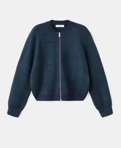 MANGO Women's Checkered zipper cardigan