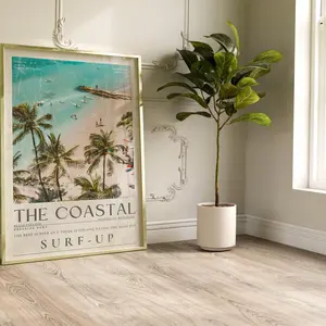 Unframed, Room Decor, Coastal Surf Magazine Art Print: Retro Beach Poster | 5 size, 8x12 to 27x40 inch
