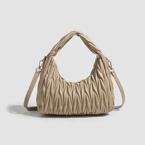 2026 New Checkered Dumpling Bag, Unique Design, Handheld Shoulder Crossbody, Versatile Commute, Fashion Soft Material, Daily Wear Accessory