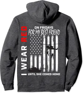 Red Friday Best Friend USA Flag Remember Everyone Deployed Pullover Hoodie - Gabriellef Shop 49B09DG8XF1F