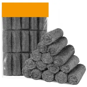 Steel Wool Pads 00 15PCS - Mini Steel Wool Roll Glass Wood Fabric Metal Fine Polishing Chrome Glass Polishing Pads Wool Steelwool Mice Control Weep Hole Covers Walls Fill