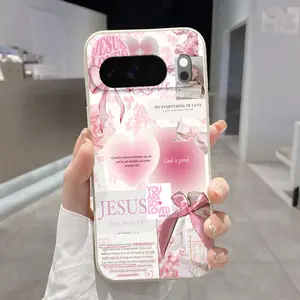 Rounded Edge Phone Case for Google Pixel 10 9 XL 8 7 Pro A  Divine Love Bliss Pattern Shockproof Liquid Silicone TPU Bumper Drop Protection Cover Smartphone Casing