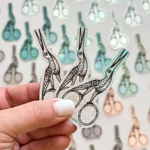 Stork Scissors Holographic Stickers