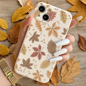 Phone Case - Leaf Pattern Iphone 16 Phone Case Compatible with Iphone 13, 12 Pro Max, 11/14/15 Pro Antique White Precision Hole Protective Case, Iphone 15 Camera Lens Protection Case, Iphone 11 Pro Max, 13 Pro Max, 15 Plus, 14 Plus