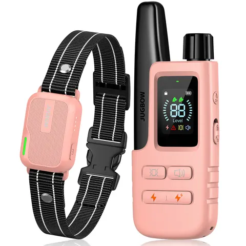 Jugbow Long-Range Dog Training E-Collar - 4500FT Remote, 4 Training Modes, Static Shock, Soft Nylon, Security Lock, IPX8 Waterproof, Rechargeable Quick Charging, Metal Prongs, 10-120 Lbs Barking Control Accessory for All Breeds DT61