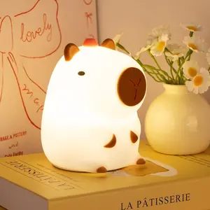 Cartoon Capybara Night Light, Cute Silicone Creative Bedside Sleep Night Lamp, Portable Touch Control Light, USB Rechargeable Animal Shaped Led Lights Bedroom for Children's Room, Bedroom, Living Room, Decor, Birthday, Christmas Gift