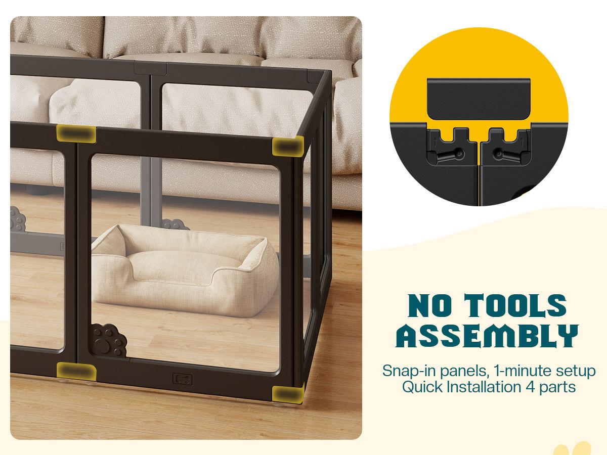 AMERLIFE Acrylic Clear Dog Playpen Indoor, Modular Puppy Cat Small Pet Play Pen with Doors, Transparent Fence for Little Dogs, Cats, Rabbits, Easy Assemble and Disassemble, (24" H, 10/14/17 pcs) AMERLIFE Acrylic Clear Dog Playpen Indoor, Modular Puppy Cat Small Pet Play Pen with Doors, Transparent Fence for Little Dogs, Cats, Rabbits, Easy Assemble and Disassemble, (24" H, 10/14/17 pcs)