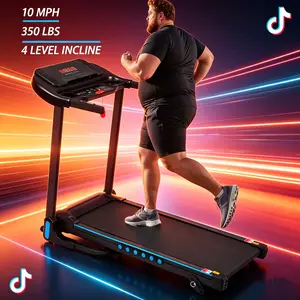 10MPH High-Speed With4 Level Incline Treadmill for Running & Walking, 3.0 HP Treadmills For Home 350 lbs Weight Capacity Hydraulic System Auto-Folding Treadmill with Type C & USB Charge For Android, , Bluetooth Speaker