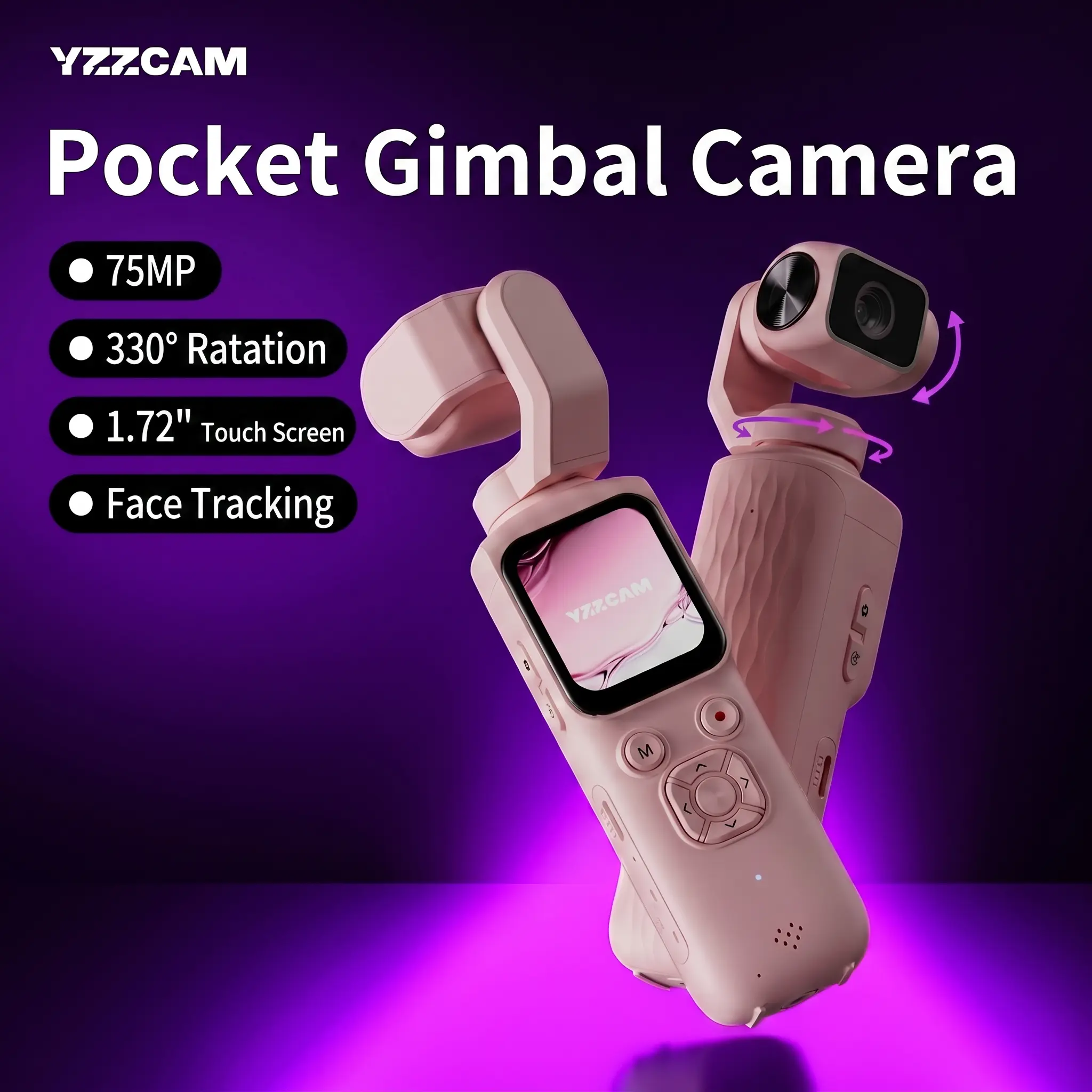 YZZCAM Pocket Vlogging Camera with 4K/30fps Videos, Pocket Camera with FaceTracking, 4K Handheld Camera, Video Camcorder, Portable WiFi Vlogging Camera with32GB
