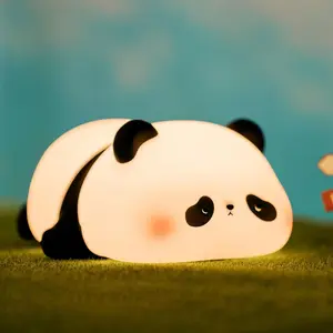 Cute Panda Design Night Light, USB Rechargeable Silicone Touch Night Light, Dimmable Panda Lamp for Bedrooms, Breastfeeding, Squishy Panda Light for Kids, Ambient Night Lights