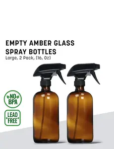 [ Patels Naturals ]- Amber Glass Spray Botttles (16 oz) 2 PACK