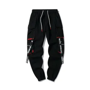 2886 Niepce Black Streetwear Fashion Shadow Strapped Cargo Pants