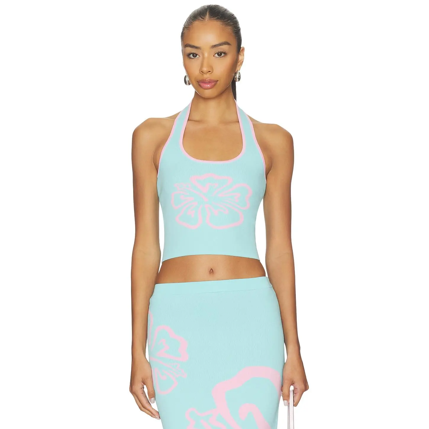 Kulani Kinis Knit Halter Top in Island Sky