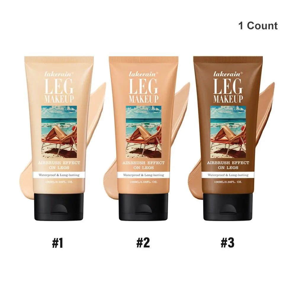 Waterproof Leg Makeup Lotion, 1 Pc Long-Lasting Leg Makeup Cream and Body Highlighter, Body Luminizer Transfer-Proof Lotion for Women and Girls, Leg Makeup Waterproof No Transfer