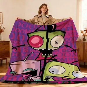 ZIM Intrusion Character Poster Blanket - Lightweight, wrinkle-resistant, durable, suitable for bedroom or dorm decoration, enhancing the artistic atmosphere, a unique gift recommendation, blending warmth and artistry