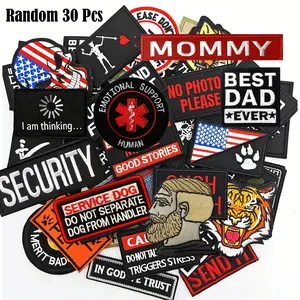 Ramdomly Packed Randomized Tactical Morale Patches, 30-Piece Set, Fully Embroidered, Geometric Embroidery Design, Versatile for Hats, Bags, Backpacks & More, Durable Design, Identifier Patches