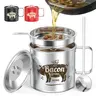 PGYARD 20 OZ Stainless Steel Bacon Grease Storage Set - Mini Bacon Grease Saver With Strainer , Farmhouse Bacon Grease Keeper Oil Container For Kitchen Fat Storage, Dishwasher Safe