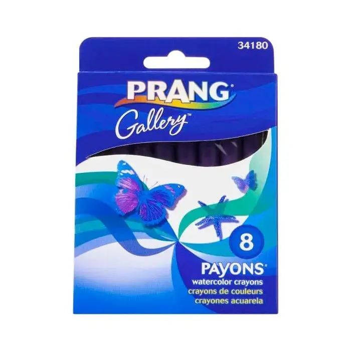 Prang 001308 Non-Toxic Water Soluble Watercolor Crayon Set - 8 Assorted Colors, Ideal for Children, Kids Art Projects, Creative Uses & Beautiful Watercolor Effects