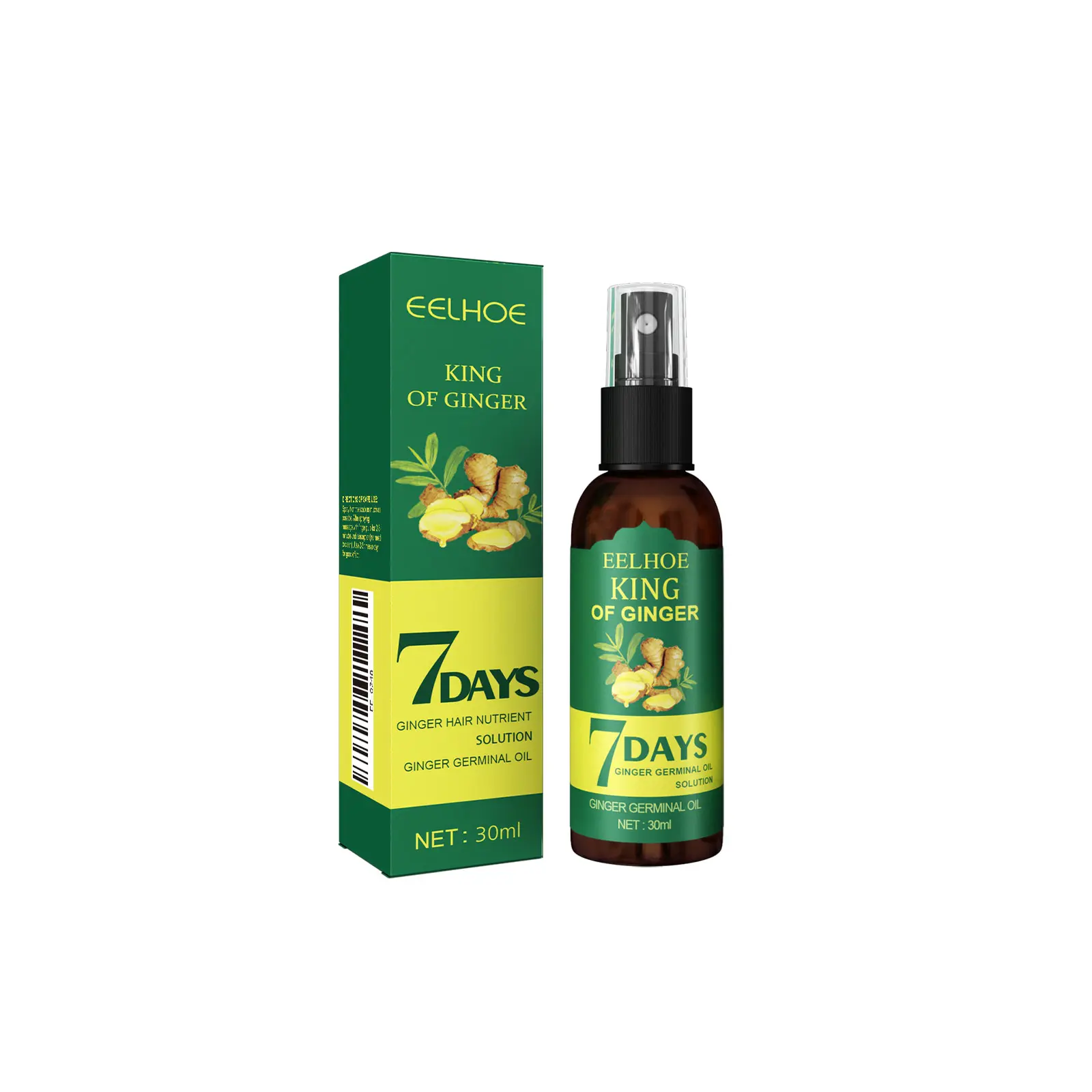 Ginger Hair Spray (30ml Box) — Nourishes Hair and Scalp, Promotes Massage and Care, Leaves Hair Shiny, Soft, and Silky Smooth