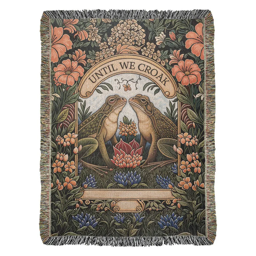 Til We Croak Heirloom Blanket - 100% Cotton Woven Artwork with Colorful Fringe Ideal Gift for Special Occasions