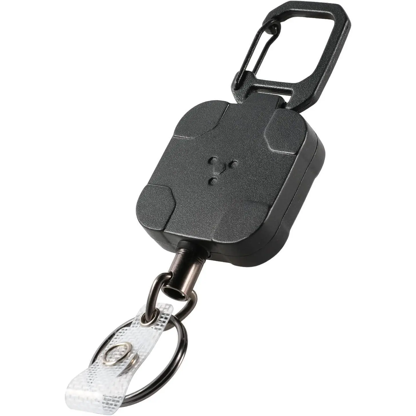 Metal Badge Reels Retractable Keychain,Badge Holder Key Reel with 31” Retractable Cord, 8 oz(Black)