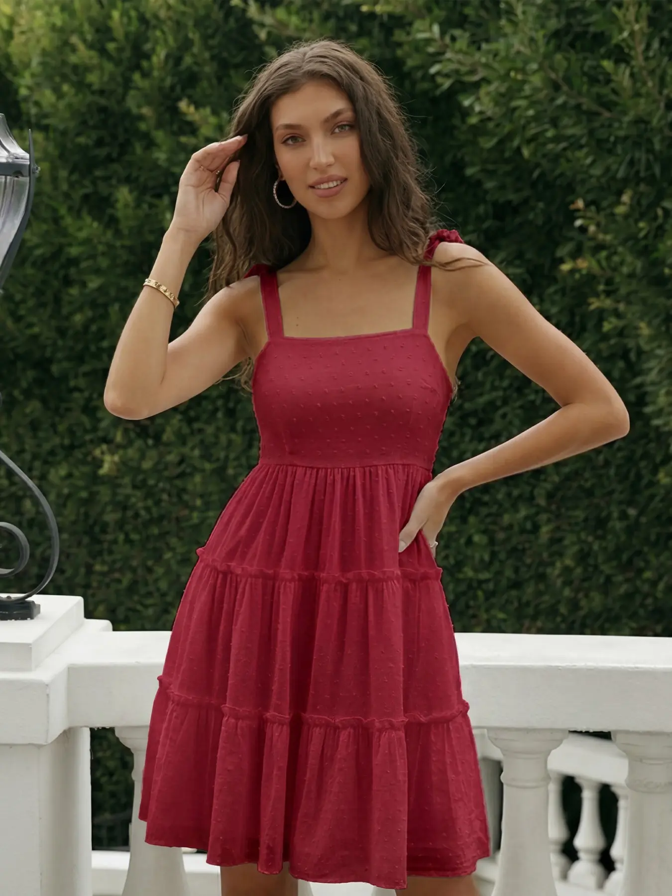 Elegant Boho Tiered Mini Dress, Square Neck Ruffle Hem Sleeveless Sundress for Women, Available in Multiple Colors