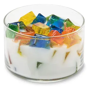 212 MAIN Pineapple Rum Splash Aroma Wax Candle - 9.5oz 2-Wick Creamy Vanilla-Scented Stained Glass Color Bowl, Home Decoration Centerpiece for Festive Gifting