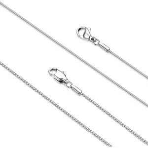 MILACOLATO 2 Pcs Stainless Steel 1mm Round Snake Chain Box Chain Necklace Super Thin & Strong,16-30 Inch Daily