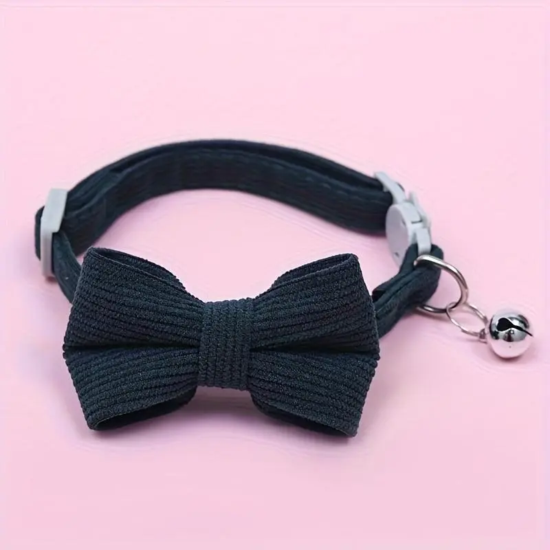 Resin Customized Detachable Bow Tie Corduroy Cat Collar - Adjustable Size, Suitable for Small Cats