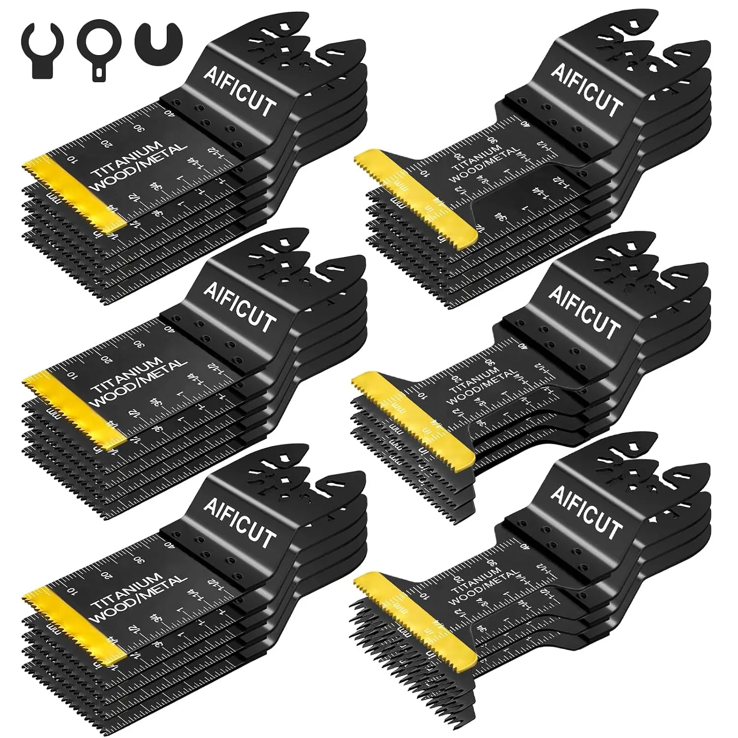 31 PCS New Professional Titanium Oscillating Tool Blade Kit - Quick Release Saw Blades for Metal, Wood, Plastic, Compatible with Dewalt, Milwaukee, Ryobi, Rockwell, Fein
