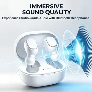 Bluetooth-compatible Wireless Earphones, Stereo Sound, Touch Control, Rechargeable, Long Battery Life, Compatible with iOS and Android