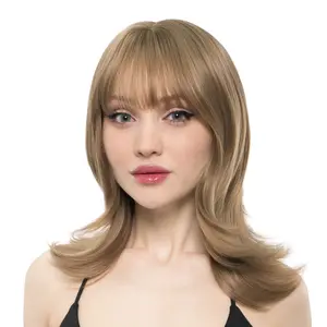 'BORN IN PARIS' 14-Inch Burnished Dark Blonde Flicked End Layered Cut w/ Fettered Bangs Synthetic Wig | 【Heat Resistant】【Cap Included】 |