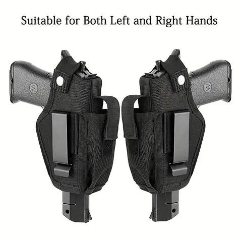 9mm Unisex Hidden Carry Leather Holster - 1 Piece Lightweight Durable IWB/OWB Style with Cartridge Bag, Secure Snap Closure for Everyday Use, Holsters