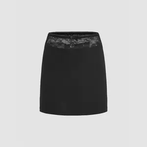 Cider [size 2-10] Woven Mid Rise Bowknot Lace Trim Mini Skirt
