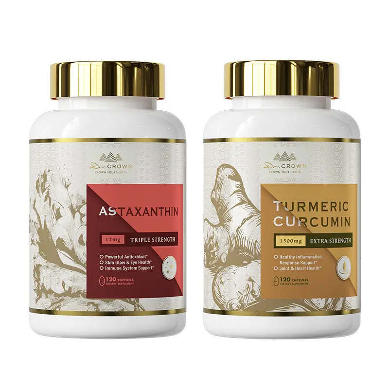 Dr. CROWN Beauty & Longevity Bundle with Premium Astaxanthin 12mg & Turmeric Curcumin Complex for Radiance, Vitality & Youthfulness