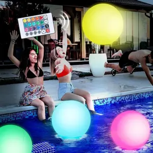 Present 4PCS Light Up Beach Balls, 12 "Glow Pool Balls LED Beach Ball with Remote Control Inflatable Beach Toy for Kids Summer Parties