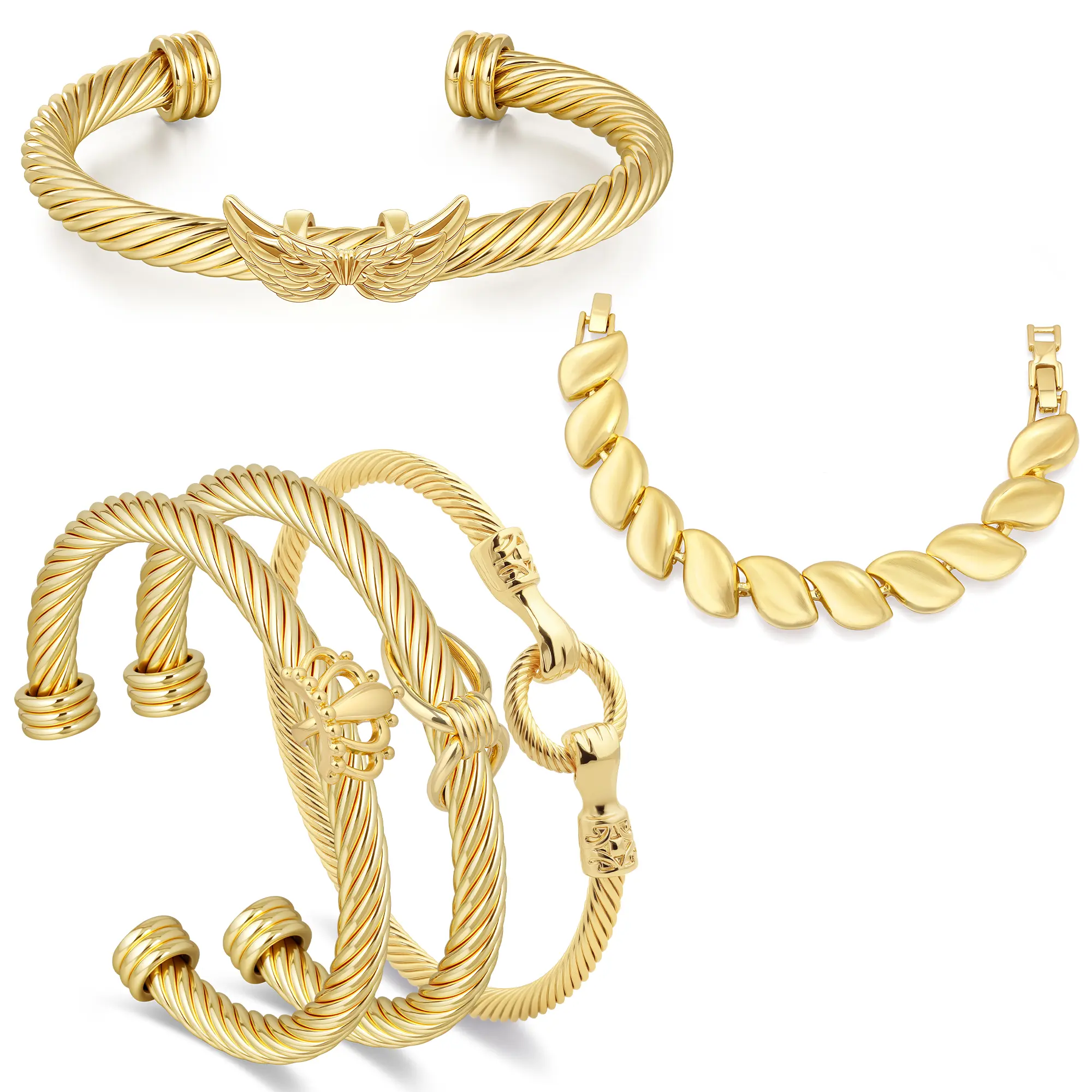 Aprilery Viral 5-Piece Twisted Cuff Bracelet Set – Heart, Star & Floral Accents, TikTok Must-Have Women’s Jewelry Perfect for Daily Wear, Parties & Gifting to Boost Stylish Appeal