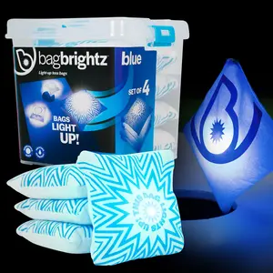 Brightz Bag Brightz - Blue LED Cornhole Bean Bags Set of 4 - Waterproof Lights for Nighttime Fun & Visibility