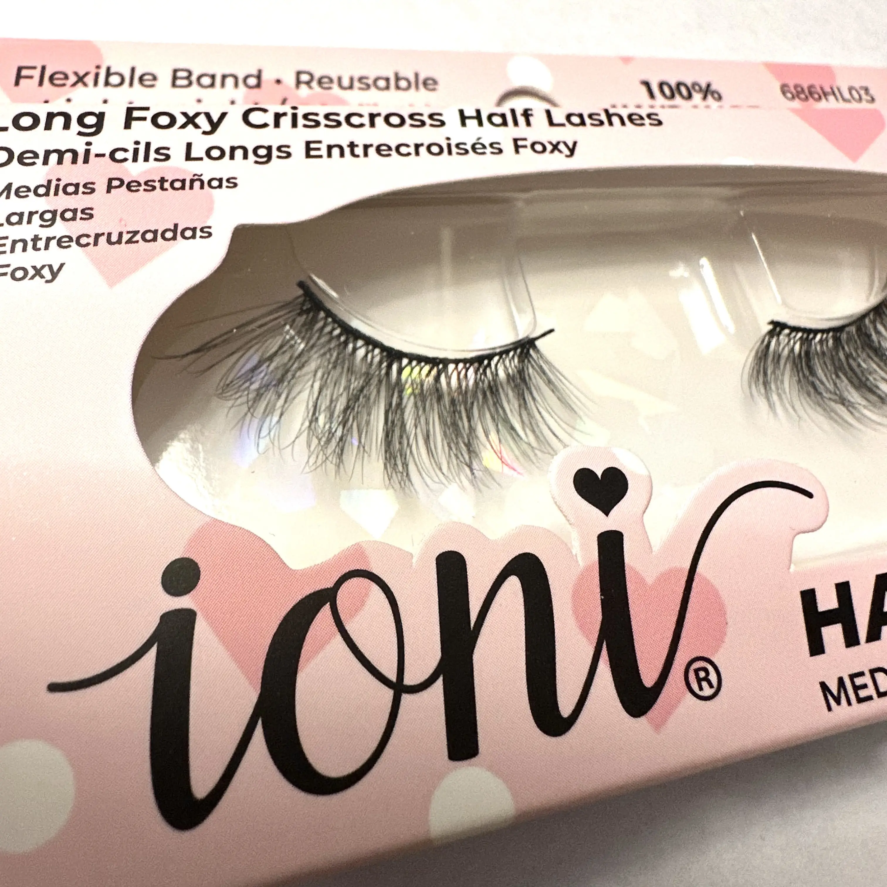 Ioni Long Foxy Crisscross 3D Faux Mink HALFling Eyelashes, 1 Pair