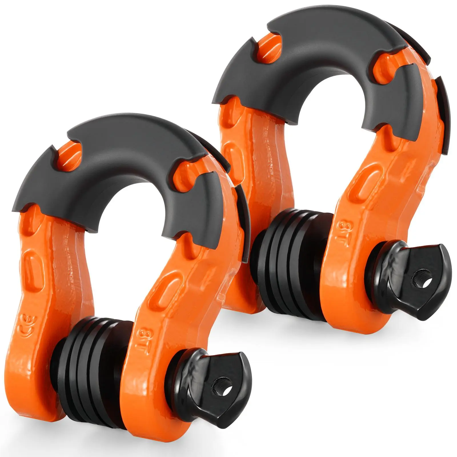 【Summerfinds】VEVOR 3/4" D-Ring Shackle2 Pack Alloy Steel Shackles 66139 lbs (30 Ton) Break Strength with 7/8" Screw PinIsolators & WashersHeavy Duty Off Road Vehicle Recovery Shackle for Jeep TruckOrange