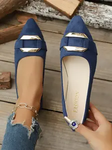 Women's Pointed Toe Flat Shoes, Soft Leather Office Shoes, Versatile Loafers, Slip-On Casual Shoes, Lightweight Plain Design