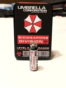 Resident Evil 5 Uroboros Virus Vial - 1.5in Mini Replica - Metal Storage Tin Included