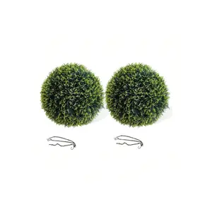 19 Inch Topiary Balls Artificial Outdoor Set of 2  Faux Topiary Cedar Balls for Home Decor Diameter 48cm Decorative Fruit Lifelike Fake Plant Round Pot Hanging