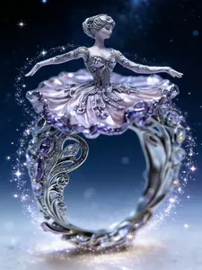 Luxurious Style Geometric Design Ballet Girl Niche Fashion Ring, Artificial Crystal Embedded, Elegant Sweet Jewelry, Perfect for Daily Wear and Parties