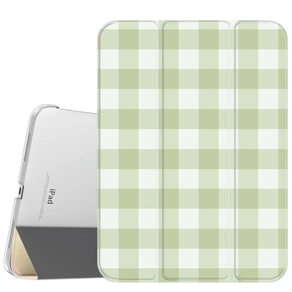Green Plaid Slim Stand Tablet Case with Soft Translucent Frosted Back, Pencil Holder, Magnetic Casing, Full Protection - Protective Tablet Covers for iPad A16 2025, Air 6, Mini 6, Samsung Galaxy Tab S9, Protective Tablet Cover