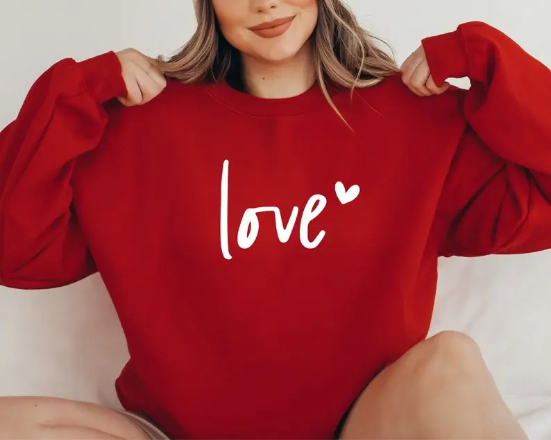 Love Heart Sweatshirt - Hoodie, Valentines Day Shirt, Women's Sweatshirt, Couple Sweatshirt, Gift For Her, Love Hoodie