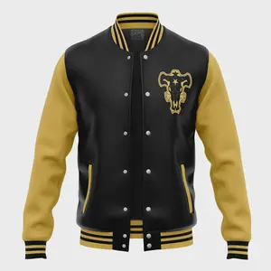 Full Black Bulls V1 Black Clover Baseball Varsity Jacket