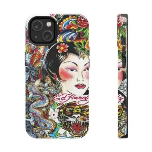 Ed Hardy Tough phone case, a unique quilted fabric design phone case, compatible with iPhone 17/16/15/14/13/12/11 Pro Max/Plus and Samsung Galaxy S23FE/22/23/24/25.