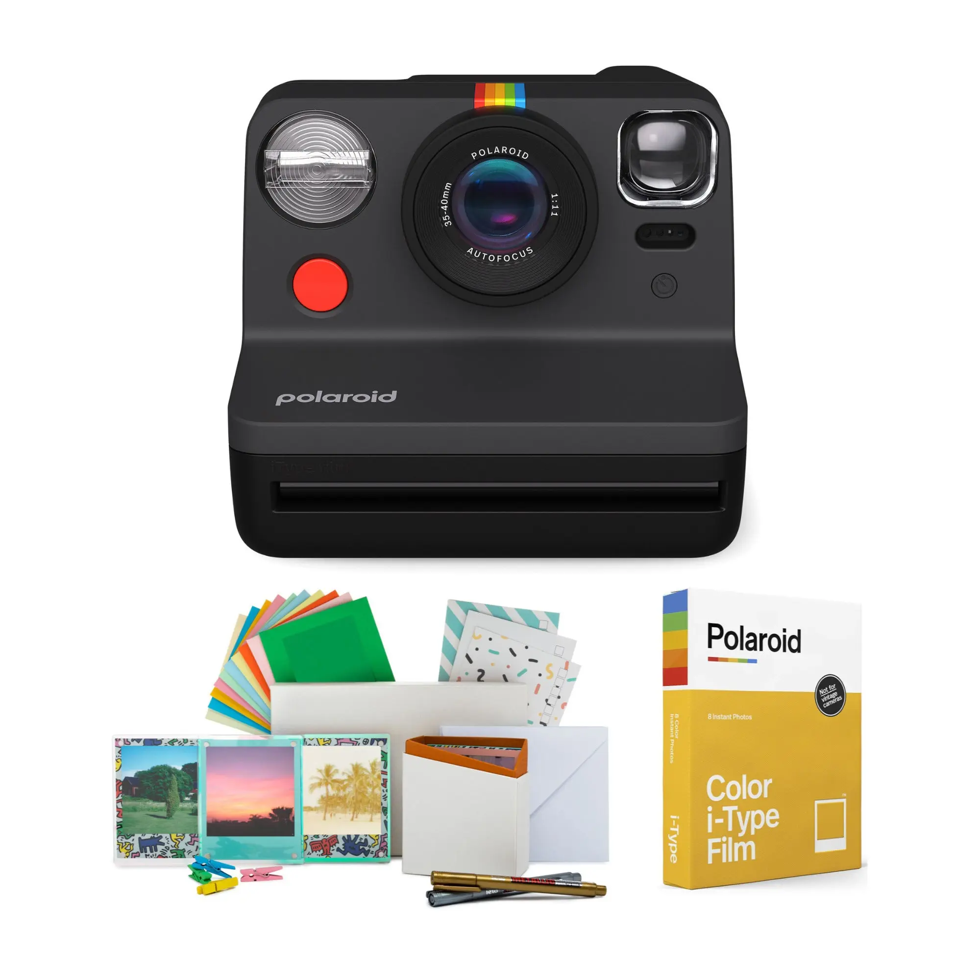 Polaroid NOW Instant Camera Generation 2 (Black) w/Film Kit and Color Instant Film Bundle